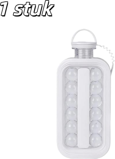 1 stuk - IJsblokjesvorm - 2-in-1 draagbaar - IJsblokjesvorm - Platte deksel - IJsblokjesvorm - Maakt ijslolly's/ijsblokjes - Geschikt voor cocktails, koffie, whisky, champagne, bier, sap - Wit