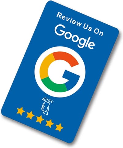 Google Review Kaart - NFC Google Review Kaart - NFC Sticker - NFC Tik op Kaarten- Blauw - Beoordeel ons op Google- Geef jouw reviews een boost