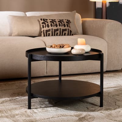 Bronx71® Salontafel Rio Ø58 cm zwart eiken - Salontafel rond