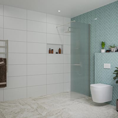 FugaFlow Eccelente Vetro inloopdouche badkamer - 70x200cm - ribbelglas - wandarm - geborsteld RVS