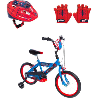 Spiderman fietsset; fiets 16 inch, handschoenen en helm