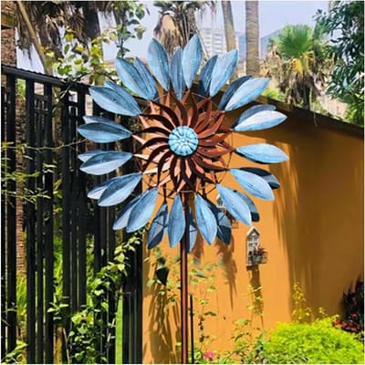 Windspinner Buiten - Windmolen Tuin - Tuin Decoratie - Dubbele Rotor - 24 x 84 Inch - Zilver