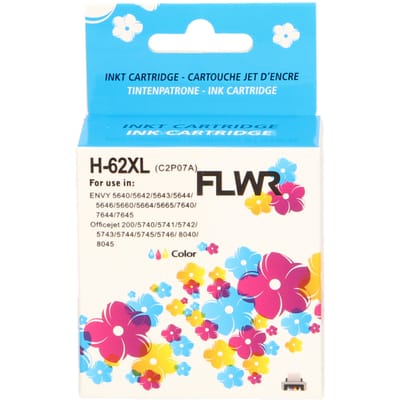 FLWR inktcartridge voor HP 62XL Kleur - Premium Huismerk HP 62 inkt (Kleur - hoge capaciteit) o.a. geschikt voor HP Envy 5540, HP OfficeJet 5740, HP Envy 6122e, HP OfficeJet 200