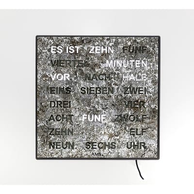 Intertime | Woordklok | Wandklok | Tafelklok | 28x28 | Grafiet | Duits