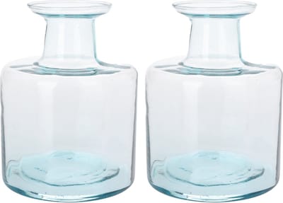H&S Collection Bloemenvaas Umbrie - 2x - Gerecycled glas - transparant - D15 x H21 cm - Fles vorm