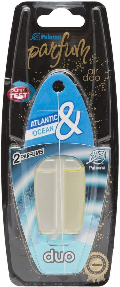 Auto Luchtverfrisser Duo – Atlantic & Ocean Geur – 2 x 3 ml Parfum – Werkt tot 6 Weken – Frisse Langdurige Geur voor Auto Interieur 1 Stuks [P07803]
