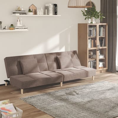 Vidaxl 2-Persoons Bank, 2 Kussens, Kleur Taupe, Gestoffeerd met Stof