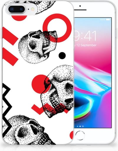 Silicone Back Case Apple iPhone 7 Plus | 8 Plus Skull Red