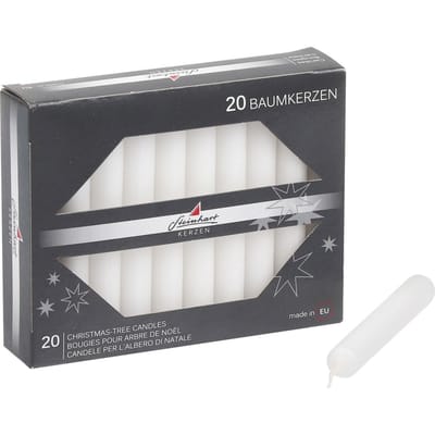 Boomkaarsen, doorgekleurd, 20‑pack - Wit