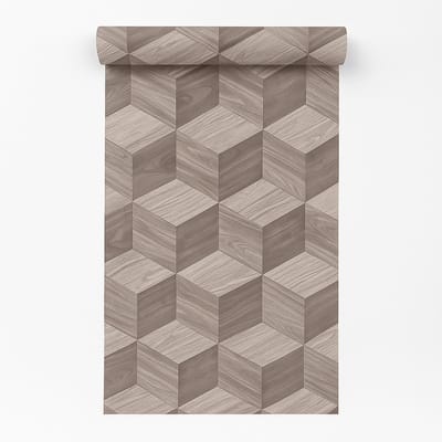 Dutch Wallcoverings - Renaissance - Natural Cube Taupe - Vliesbehang - 10m x 53cm - RE521092