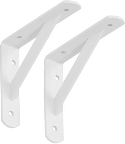 SOTECH set van 10 Plankdragers (150 x 125 x 30 mm, wit, gepoedercoat), Plankdragers met dwarsbalk voor stabilisatie