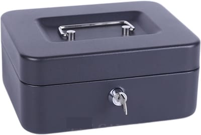 Sleutelkluis Buiten - Geldkluis Kassa - Veilig Opbergen - Draagbaar Met Handvat - 15x12x8 Cm - Zwart