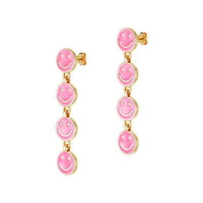 Smiley Row- oorbel- roze