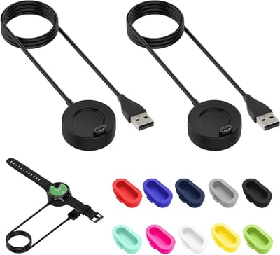 Oplaadkabels voor Garmin Horloges - USB A Lader voor Fenix 5S, 6, 7, Vivoactive 3, 4 en Forerunner met 10 Stofdoppen en Snelle Oplaadfunctie