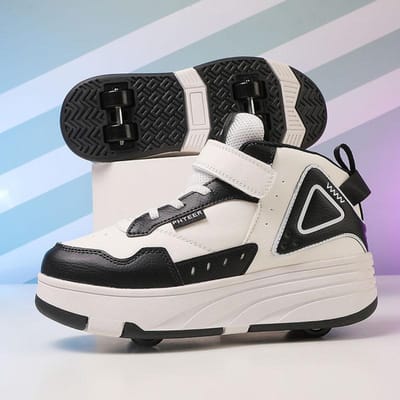 Chaussures à quatre roues pour enfants, chaussures à roulettes à double rangée à usage double pour garçons et filles, poulies pour adultes 40
