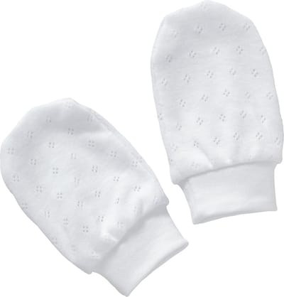 Cottonbaby krabwantjes - newborn - rekbaar - ajour wit