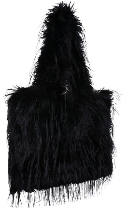 fluffy handtas – 100% polyester – zachte bonttas dames – 30 x 32 x 6 cm – ruime handtas – modieuze tas dames – cozy tas – teddy bag – trendy handtas voor dagelijks gebruik – furry tas dames - zwart