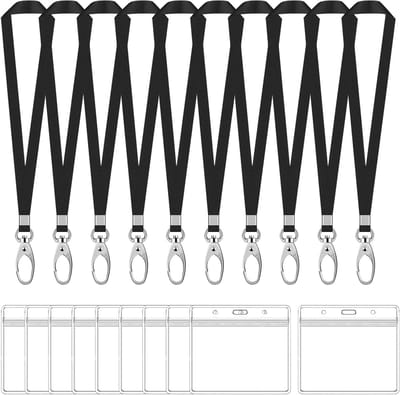 ID Kaarthouders - Badgehouders Lanyards - Veilig Tonen - Waterdicht PVC Materiaal - 11x9x3 cm - Zwart