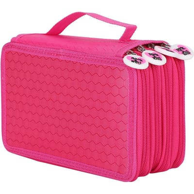 Trousse à crayons Sac à stylos Pochette Grande capacité Multicouche Organisateur de crayons Rose pink