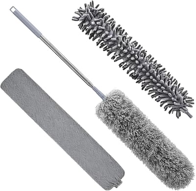 Stofzuiger voor onder meubels - Mop Dweil - Huis Schoonmaken - Uittrekbaar Telescopisch - 46 cm - Grijs