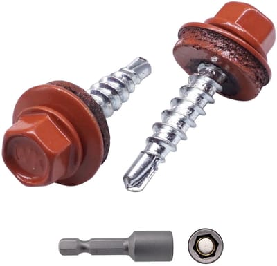 150x Zelfborende Dakschroeven Koperbruin (RAL 8004) - 4.8x25mm met EPDM Ring voor Dakbedekking