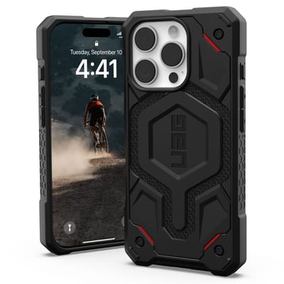 Urban Armor Gear Monarch Pro Hoesje geschikt voor Apple iPhone 16 Pro | Compatibel met MagSafe | Back Cover | Kevlar Zwart