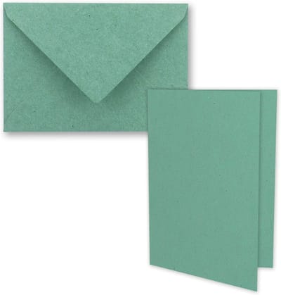 Set van 10 Vintage Vouwkaarten van Kraftpapier met Enveloppen, B6 Formaat, Blanco en Groen Eucalyptus Ontwerp