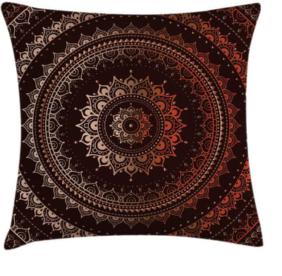 ABAKUHAUS Mandala Kussenhoes – 50x50 cm – Kastanjebruin – Dubbelzijdig bedrukt met rits