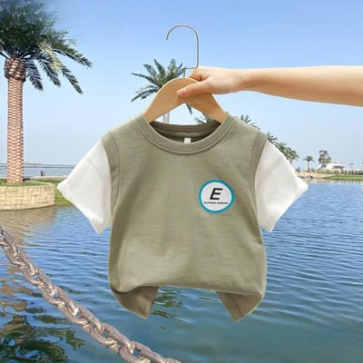 Jongenskortemouwtshirts, Kinderdunne T-shirt Tops, Kinderhalvemouw Baby's Knappe Kleding, Trendy T-shirts 130cm white