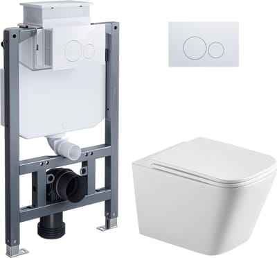 HOROW Wandtoilet - Complete toiletset, incl. 82cm inbouwreservoir - Wandtoiletset