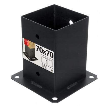 LUN FIX - Pfostendrager - 70x70 mm - zwart - stabiele bevestiging - paalvoet