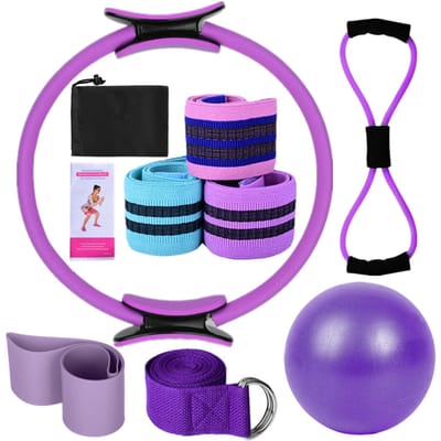 Ensembles de Yoga pour femmes, équipement de Pilates à domicile, anneau magique, bandes de butin pour travailler les fessiers violet