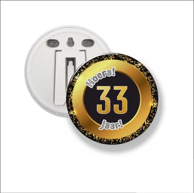 Button Met Clip 58 MM - Hoera 33 Jaar