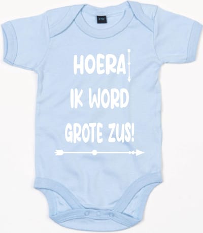 Rompertje Hoera Grote Zus-Dusty Blue-12-18 Maanden