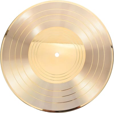 Vintage grammofoonplaatklok met gouden accenten - Creatieve vinyl wandklok voor retro wanddecoratie in woonkamer, café en bar