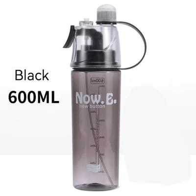 600ml Spray Koud Waterfles Sublimatie Mist Waterfles Herbruikbare Gym Sport Plastic Fles met Spray Zomer 600ML zwart