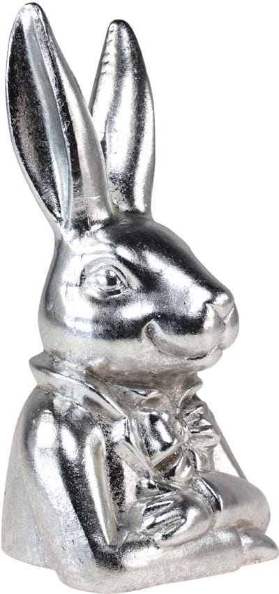 Decoratieve paashaas zilver keramiek decoratieve konijnenbuste H23cm