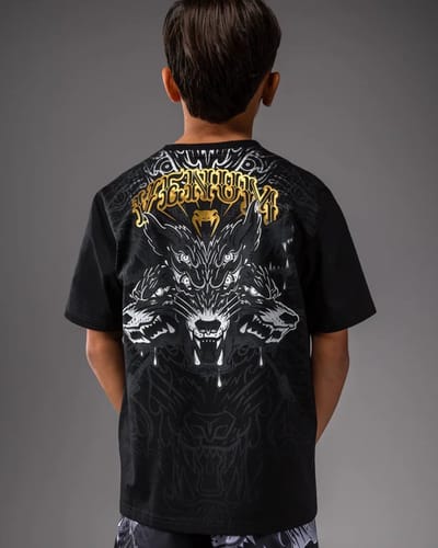 Venum Wolf Atak Kinder T‑Shirt Zwart/Grijs – Comfortabel Katoen - Maat 128 | 8 Jaar