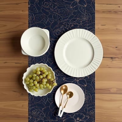 ABAKUHAUS Tafelloper – Indigo-zand-bruin 40x225 cm – rechthoekig