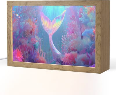 Nachtlampje 30x20 cm - Kinder lampje - Zeemeerminnenstaart - Koraal - Water - Tafellamp kinderkamer - Slaapkamer lamp - Bedlamp kinderen - Kinderlampje stopcontact - Wandlamp babykamer - Nachtlampjes