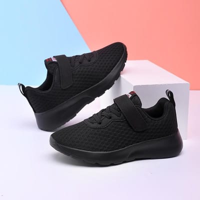 Ademende hardloopschoenen voor jongens, lichtgewicht sportschoenen voor meisjes, vierseizoenen outdoor kinderschoenen met zwart mesh oogjes, voor grote kinderen 35 pink