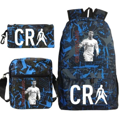 C Ronaldo schooltas + kleine schoudertas + etui drie-delige rugzak School bag 3-piece set