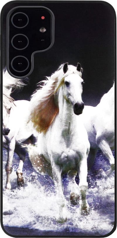 ADEL Siliconen Back Cover Softcase Hoesje Geschikt voor Samsung Galaxy S22 Plus - Paarden Wit