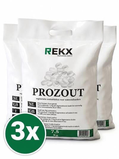 Rekx® Prozout - Regeneratiezout voor waterontharders - Onthardingszout - Regenereerzout - 3 X 7.5KG