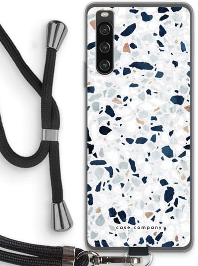 Case Company® - Hoesje met koord geschikt voor Sony Xperia 10 IV hoesje met Koord - Terrazzo N°1 - Telefoonhoesje met Zwart Koord - Bescherming aan alle Kanten en Over de Schermrand