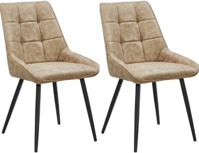 Colenis® - Dansk Eetkamerstoel - Set Van 2 - Sand - Microfiber Stof - Industrieel - Stoel