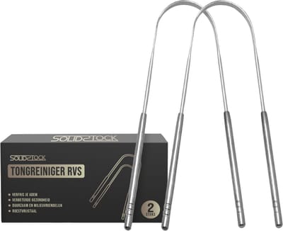 SolidStock Professionele Tongschraper 2 pack - Mondverzorging - Tongborstel - Tongreiniger - Ayurveda - RVS