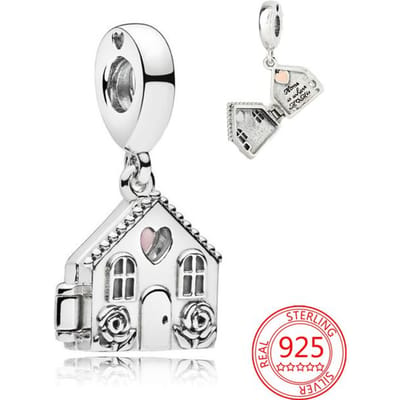 Nouveau Charm Pendentif Maison Familiale Chaleureuse en Argent Sterling S925 Compatible Bracelets et Colliers Fashion Moment DIY Bijoux Cadeaux pour Femmes white