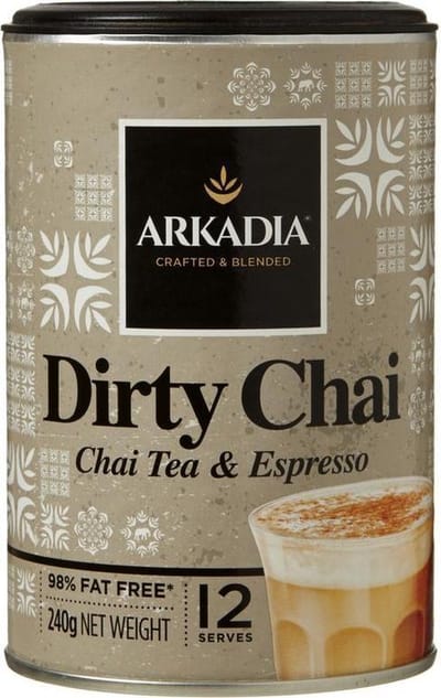 Arkadia Dirty Chai Latte Tea With Espresso 240gr. Powder Cafe Beverage