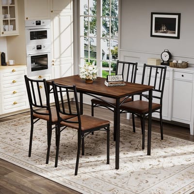 Intebiki eetkamerstoelen – 110×60×76.5 eettafel - eetkamerstoelen set van 4 – eetkamerset – inclusief barkrukken - metalen poten – eettafel stoelen – geschikt voor keuken en eetkamer - zwart
